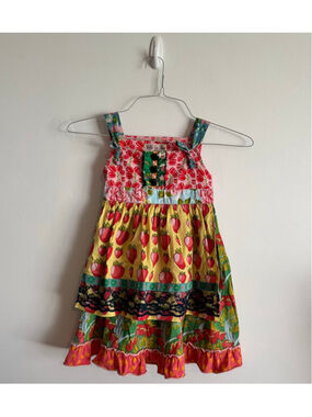 Girls Matilda Jane Clothing Casual Dress Size 6 Red Yellow Floral Strawberry